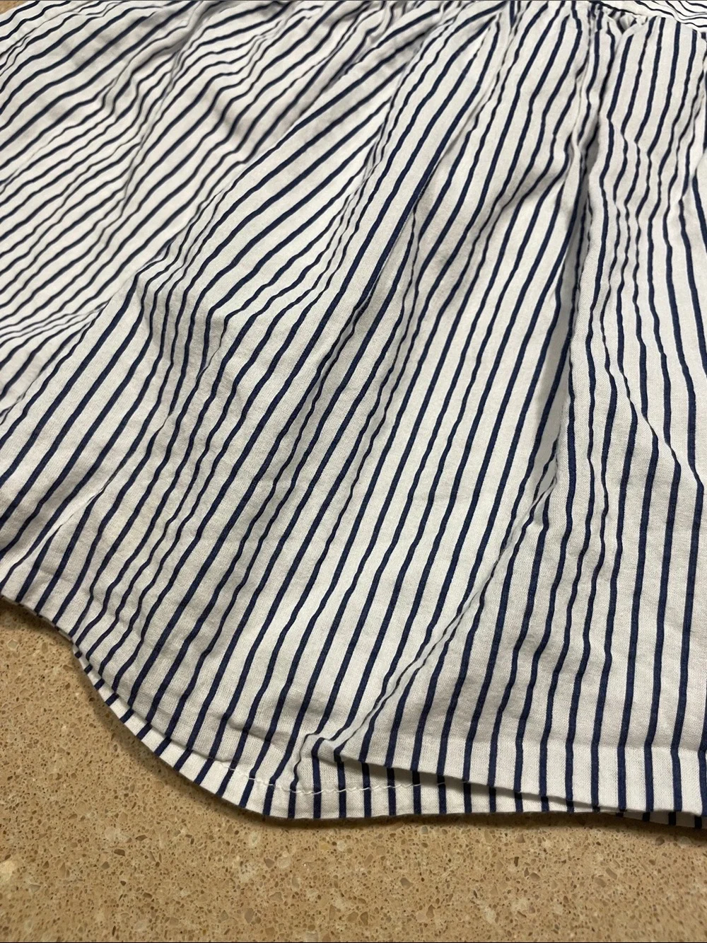 GAP Navy & White Striped Dress with Colorful Floral Embroidery